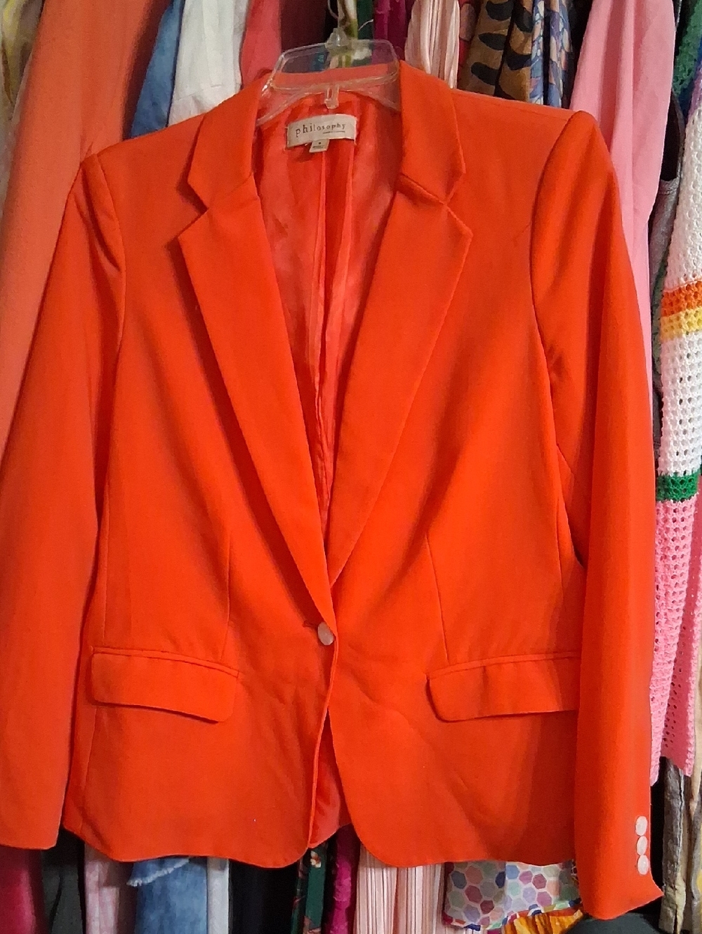 Philosophy Bright Orange Single-Button Blazer